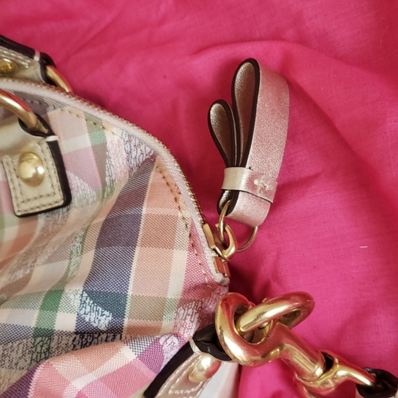 Coach Poppy crossbody satchel 2 way plaid purse - Picture 7 of 14